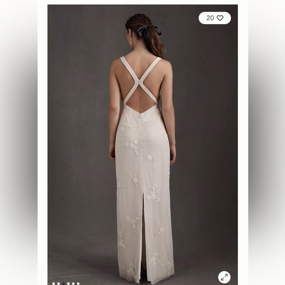 Anthropologie BHLDN Micheline Embellished Square Neck Column Wedding Dress 2 - Picture 2 of 12
